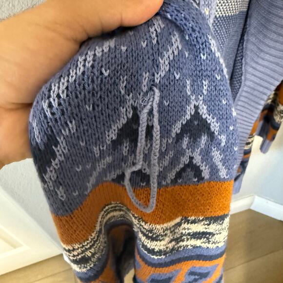 Lucky Brand Cardigan Sweater Blue Aztec Shawl
Collar Open Front - Picture 4 of 5